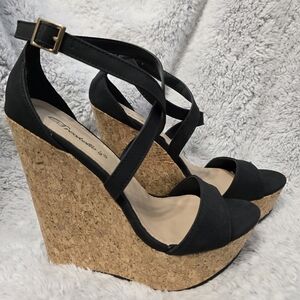 Black Wedge Sandals
